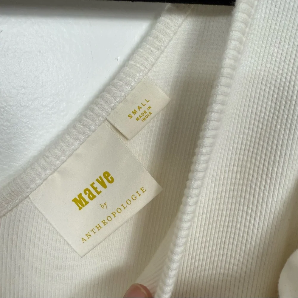Maeve by Anthropologie White Cotton Puff-Sleeved Top Size Small